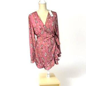 Strut & Bolt Wrap Dress – Size L Elegant Pink Paisley Wrap Midi Dress